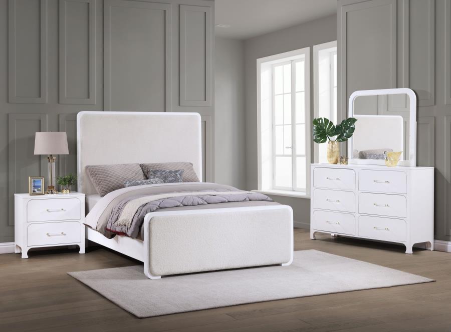 (image for) Anastasia 4-piece Eastern King Bedroom Set Pearl White - Click Image to Close