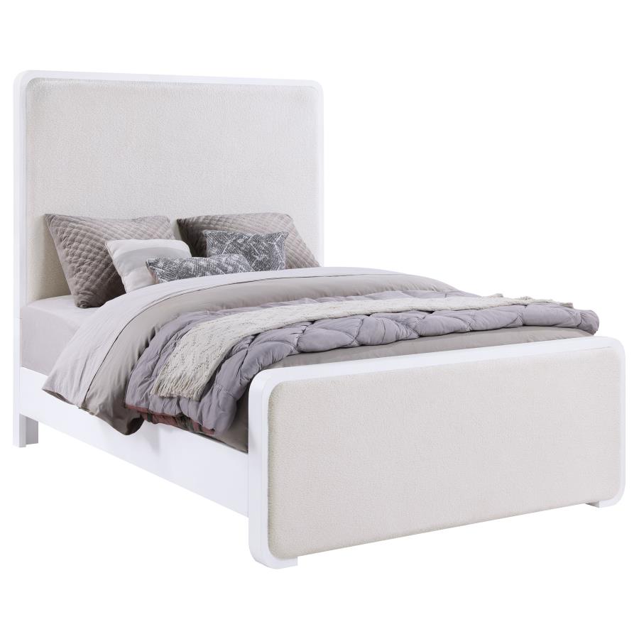 (image for) Anastasia Upholstered Eastern King Panel Bed Pearl White