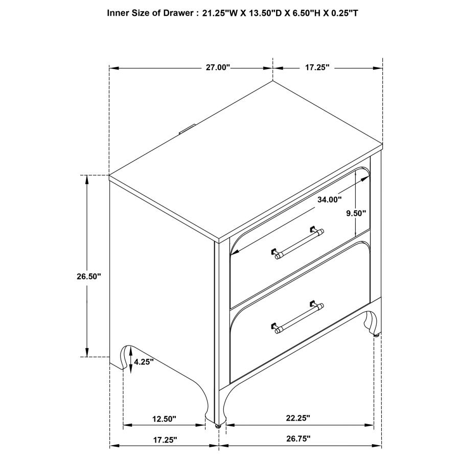 (image for) Anastasia 2-drawer Nightstand Pearl White