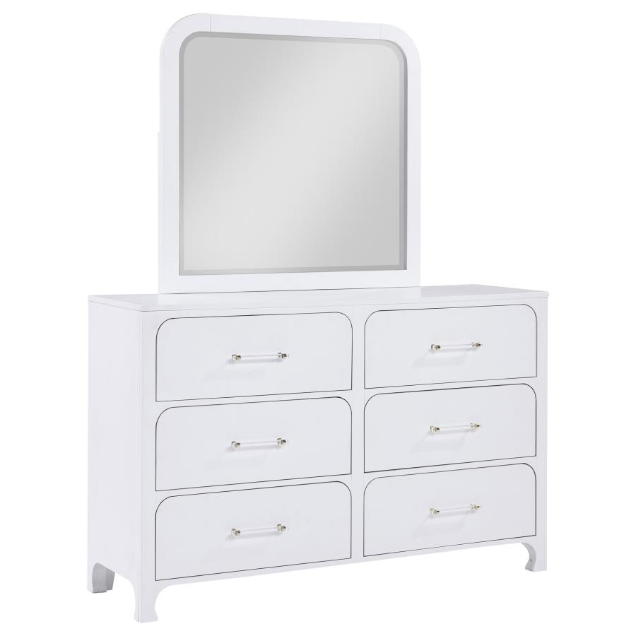 (image for) Anastasia 6-drawer Dresser with Mirror Pearl White - Click Image to Close