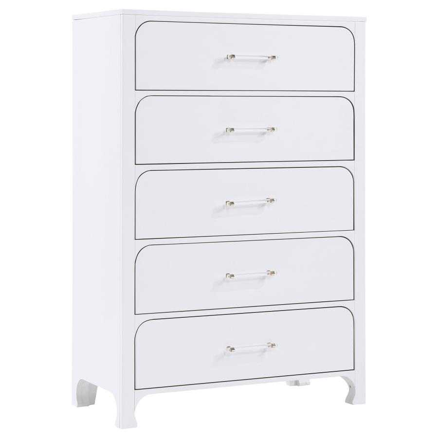 (image for) Anastasia 5-drawer Bedroom Chest Pearl White - Click Image to Close