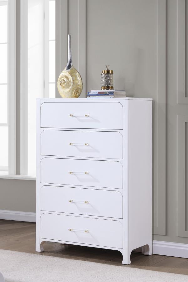 (image for) Anastasia 5-drawer Bedroom Chest Pearl White