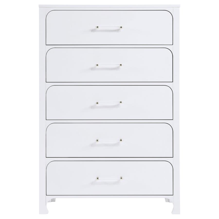 (image for) Anastasia 5-drawer Bedroom Chest Pearl White