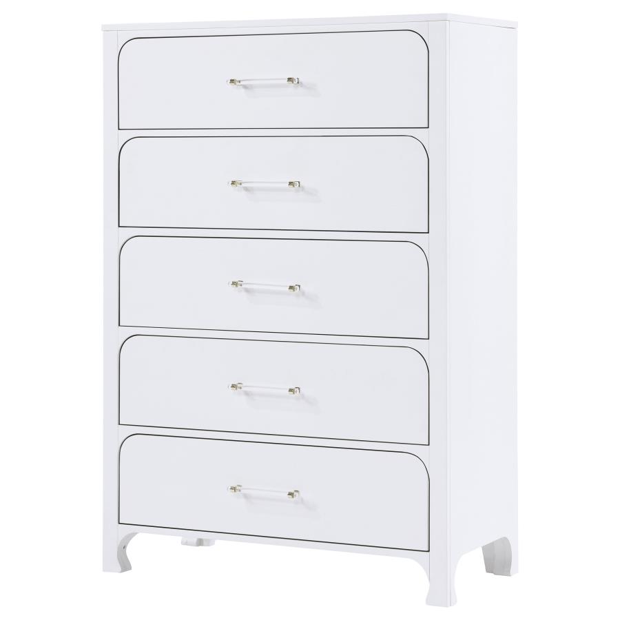 (image for) Anastasia 5-drawer Bedroom Chest Pearl White