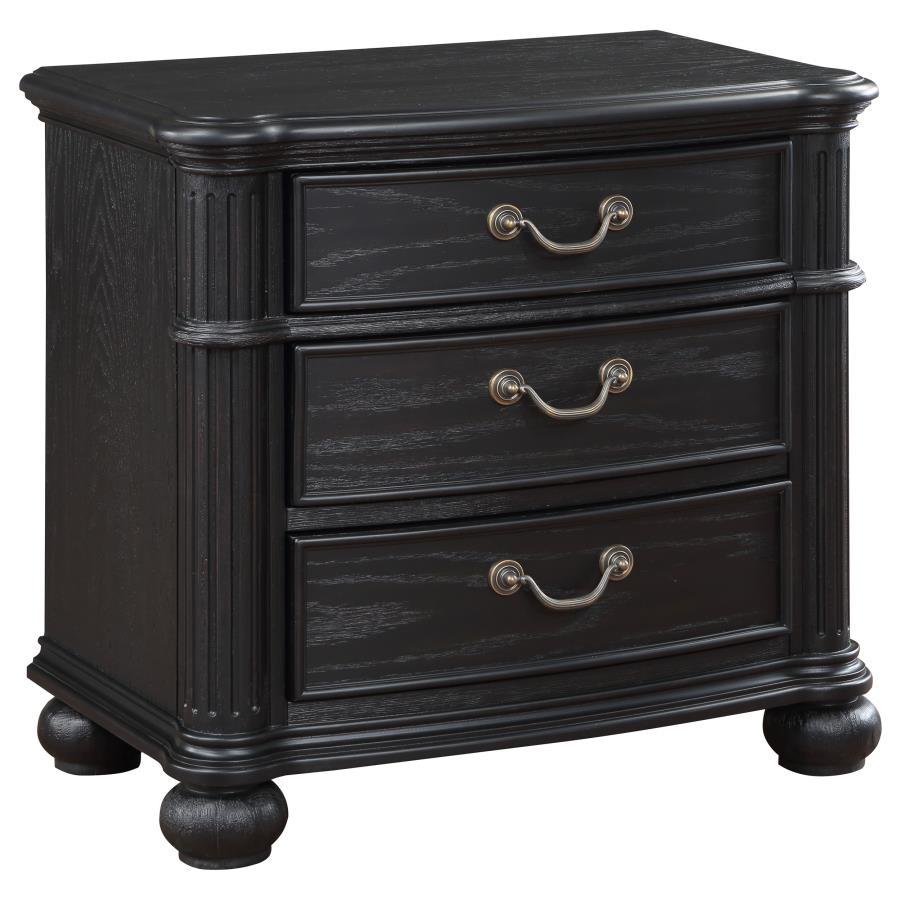 (image for) Celina 3-drawer Nightstand Black - Click Image to Close