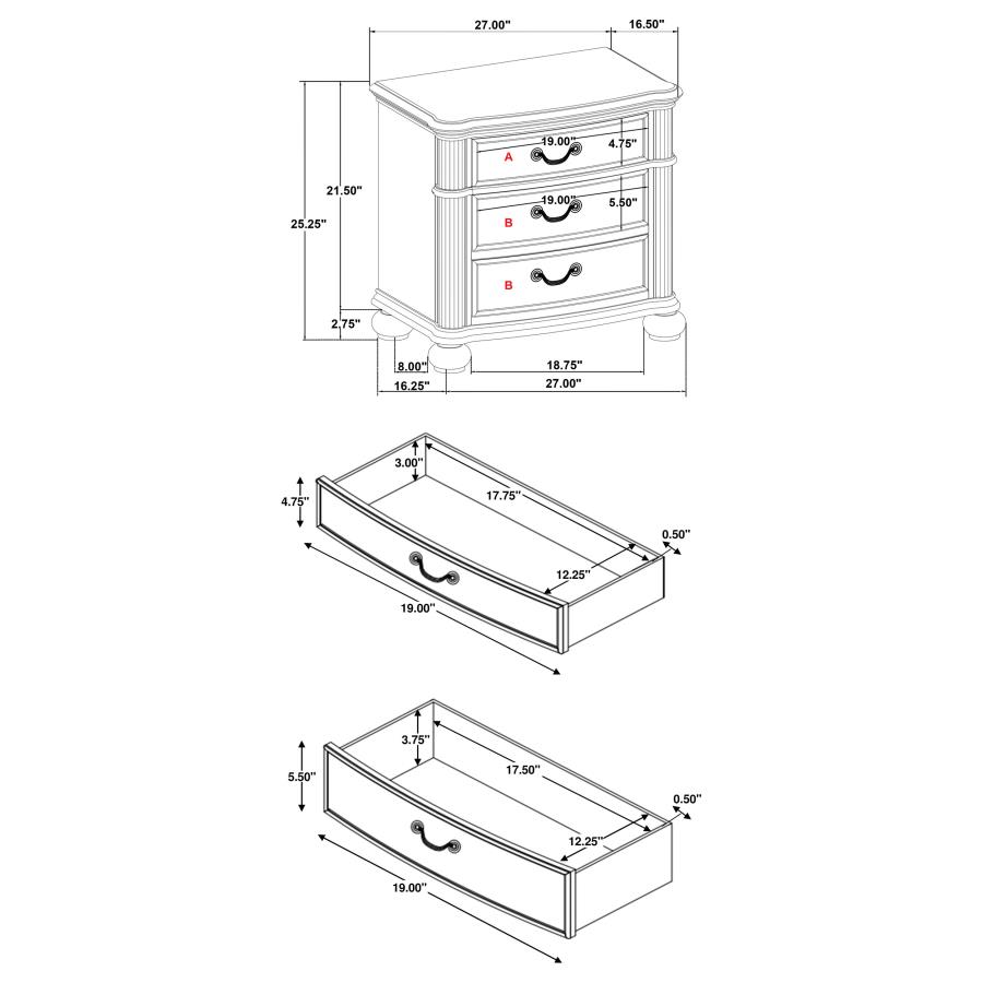 (image for) Celina 3-drawer Nightstand Black