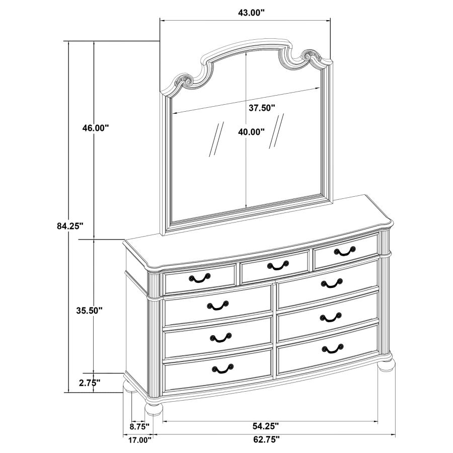 (image for) Celina 9-drawer Dresser with Mirror Black