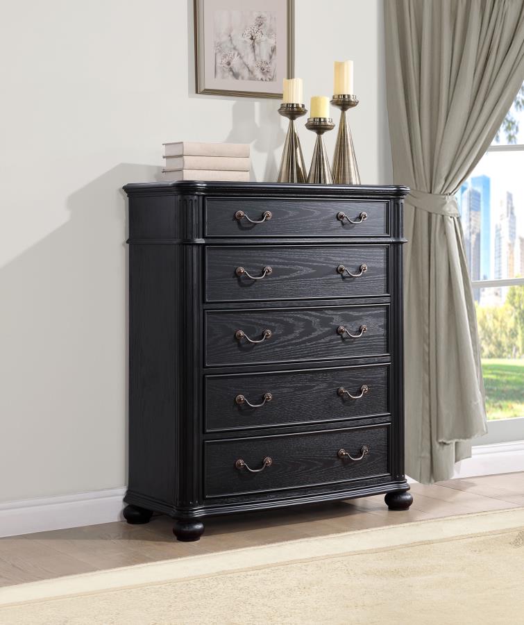 (image for) Celina 5-drawer Bedroom Chest Black