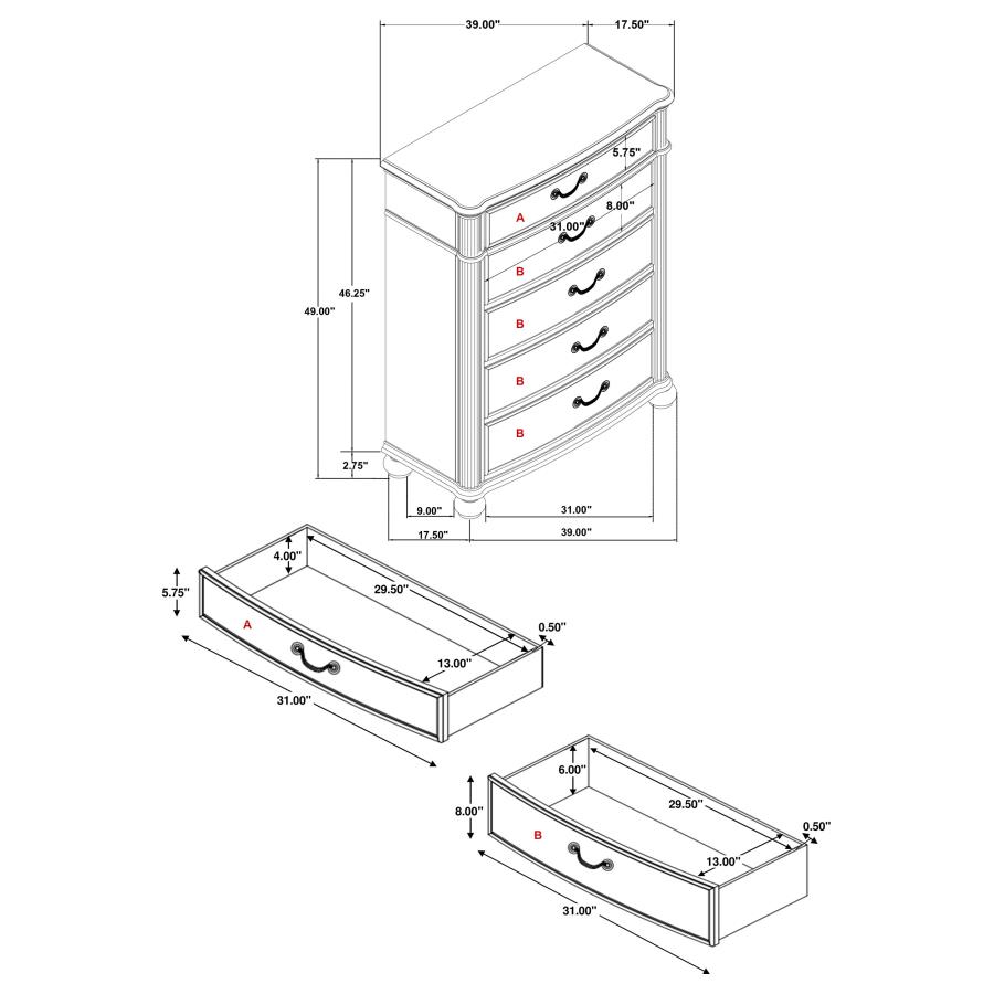 (image for) Celina 5-drawer Bedroom Chest Black