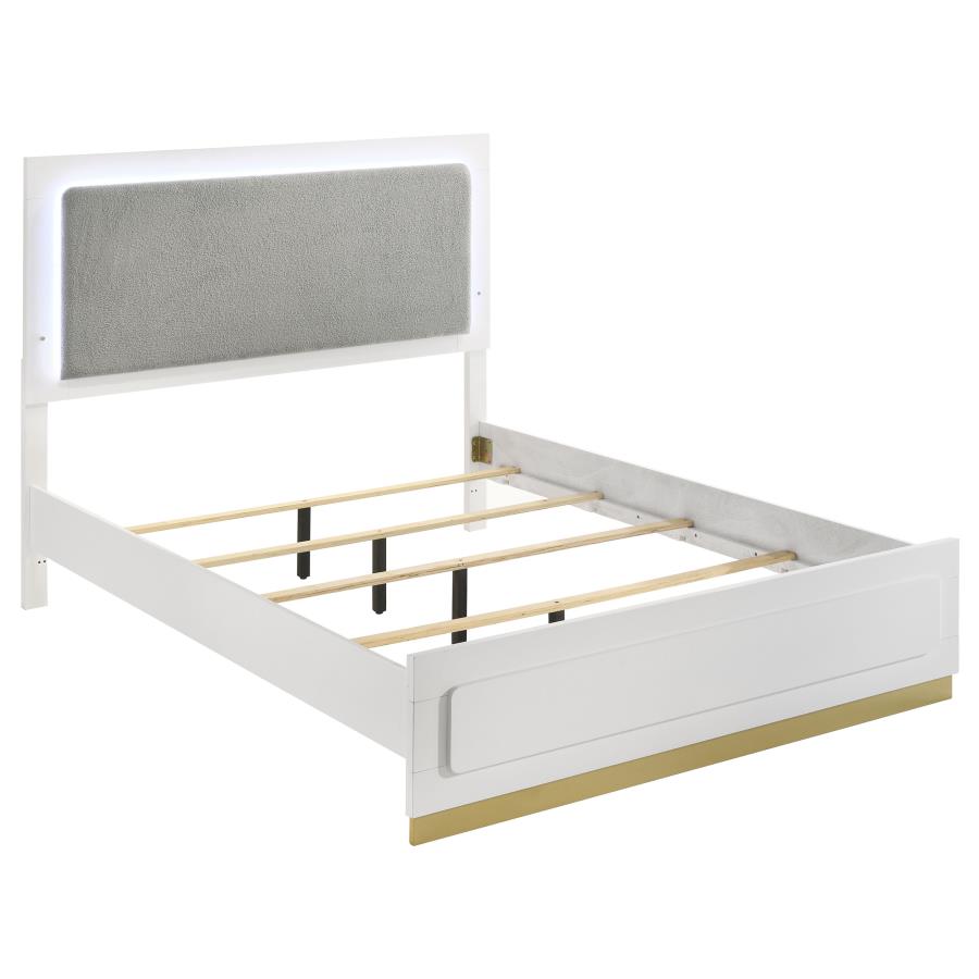 (image for) Caraway Wood Eastern King LED Panel Bed White - Click Image to Close