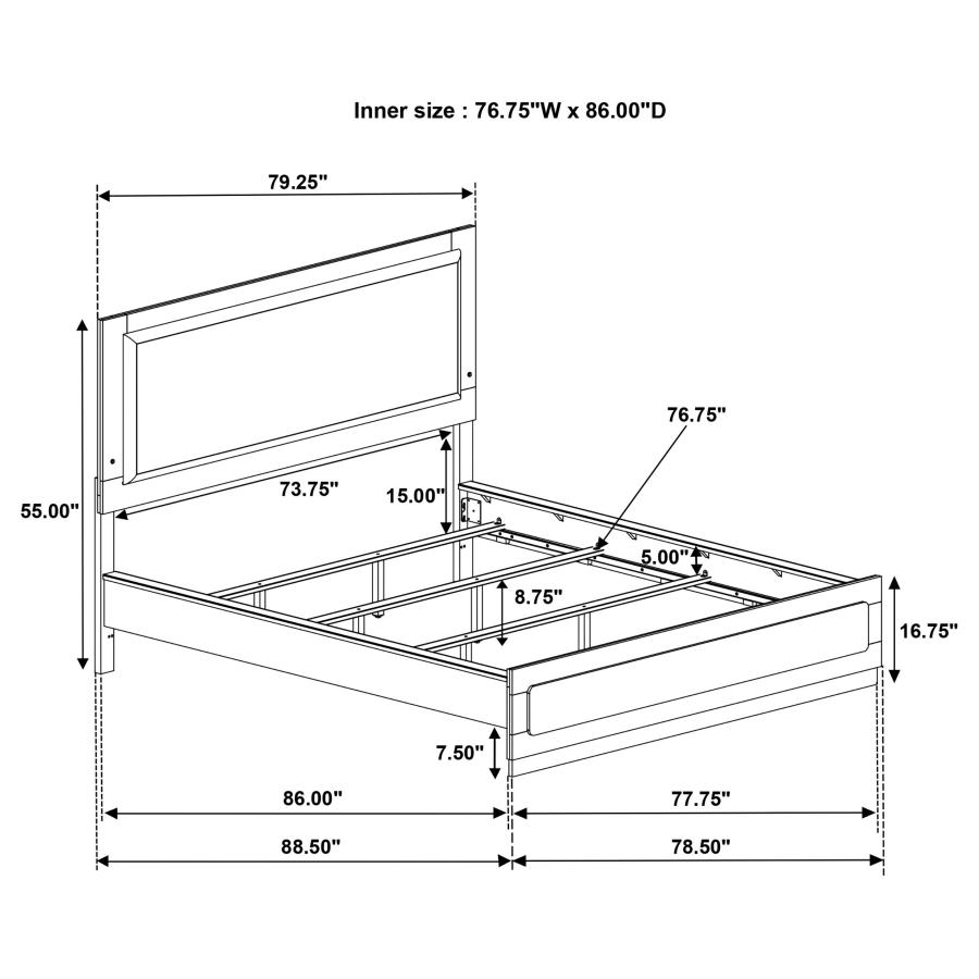 (image for) Caraway Wood California King LED Panel Bed White