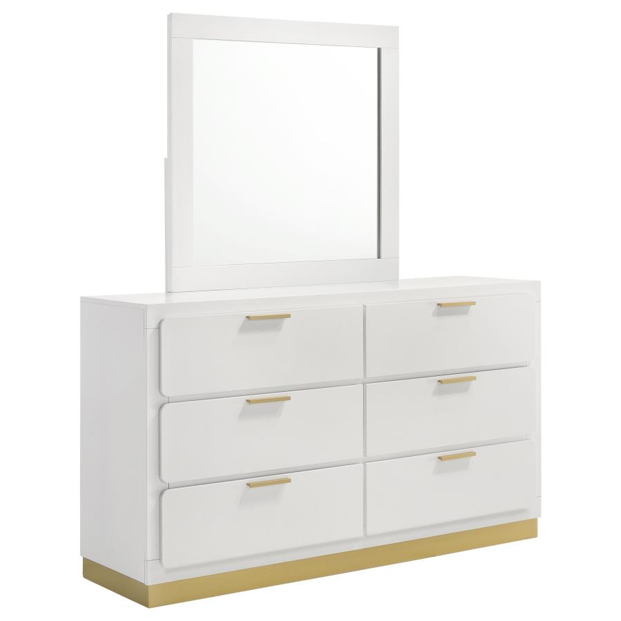 (image for) Caraway 6-drawer Dresser with Mirror White - Click Image to Close