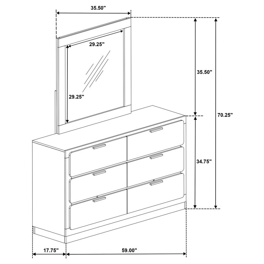 (image for) Caraway 6-drawer Dresser with Mirror White