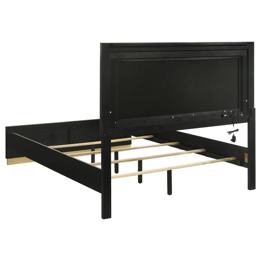 (image for) Caraway Wood Eastern King LED Panel Bed Black