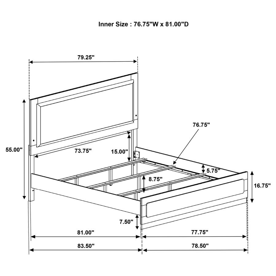 (image for) Caraway Wood Eastern King LED Panel Bed Black