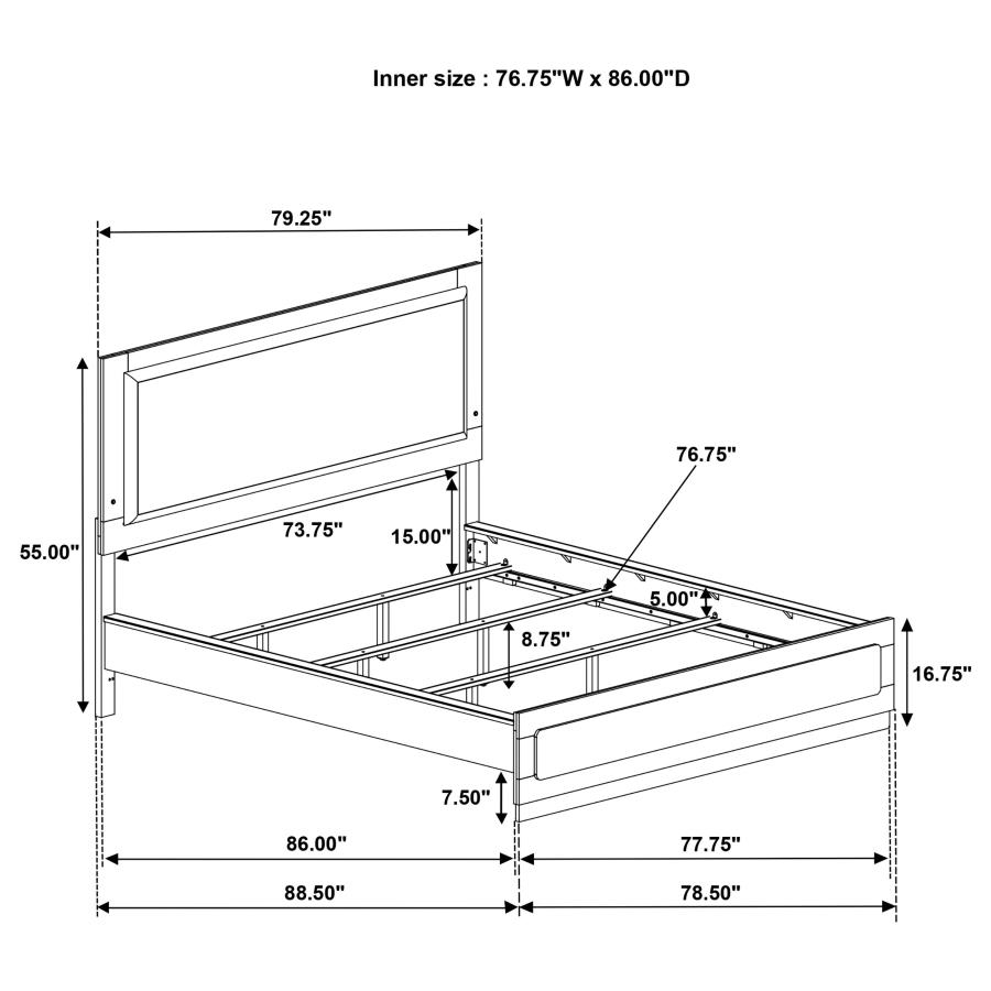 (image for) Caraway Wood California King LED Panel Bed Black