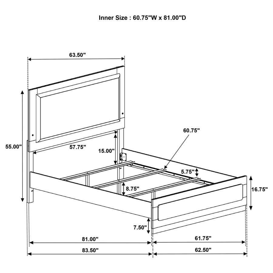 (image for) Caraway Wood Queen LED Panel Bed Black