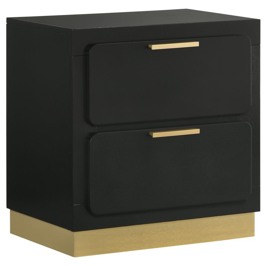 (image for) Caraway 2-drawer Nightstand Black - Click Image to Close