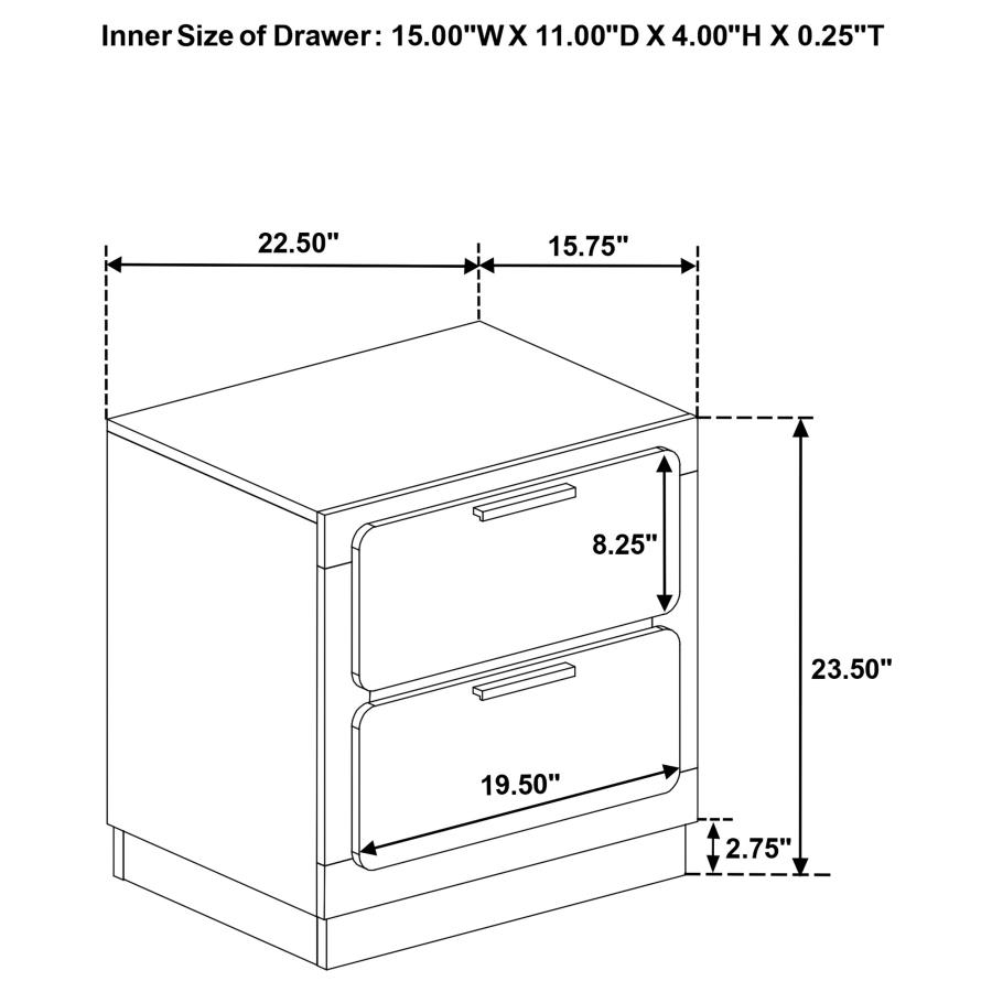 (image for) Caraway 2-drawer Nightstand Black