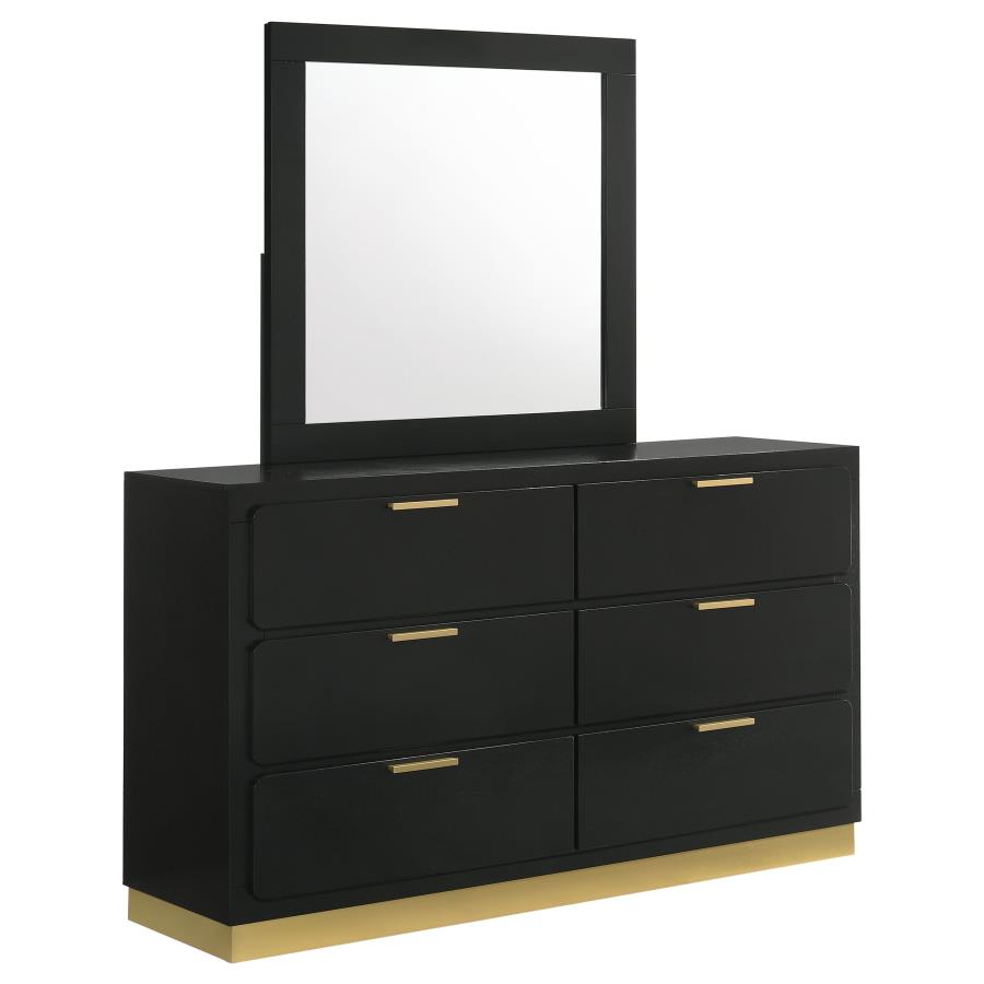 (image for) Caraway 6-drawer Dresser with Mirror Black