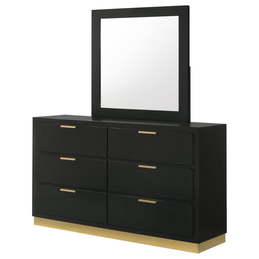 (image for) Caraway 6-drawer Dresser with Mirror Black