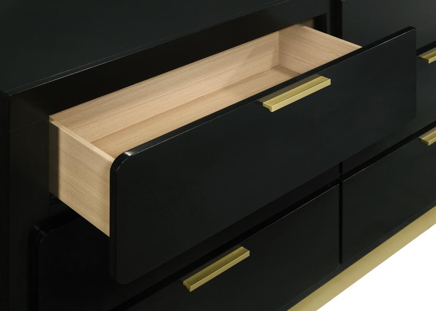 (image for) Caraway 6-drawer Dresser with Mirror Black