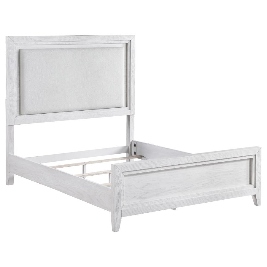 (image for) Marielle Eastern King Panel Bed Distressed White - Click Image to Close