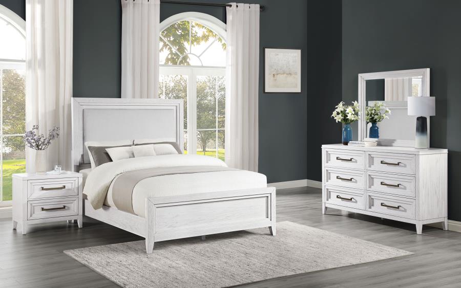 (image for) Marielle 4-piece Cal King Bedroom Set Distressed White - Click Image to Close