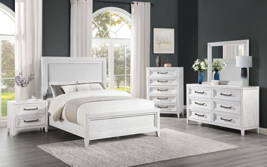 (image for) Marielle 5-piece Cal King Bedroom Set Distressed White 