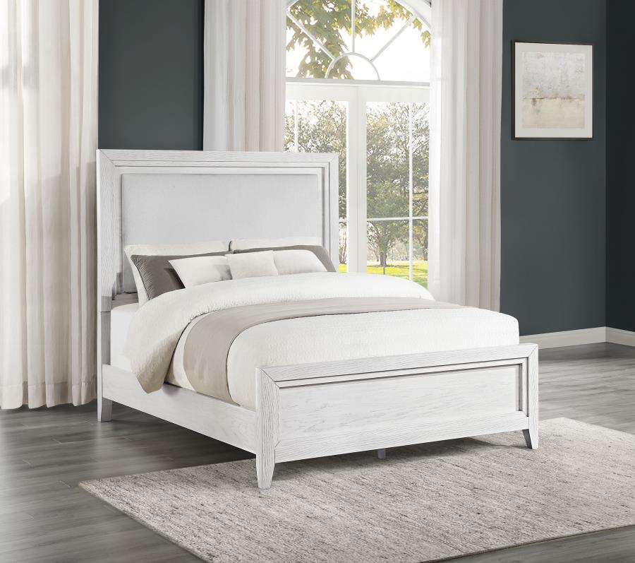 (image for) Marielle California King Panel Bed Distressed White 