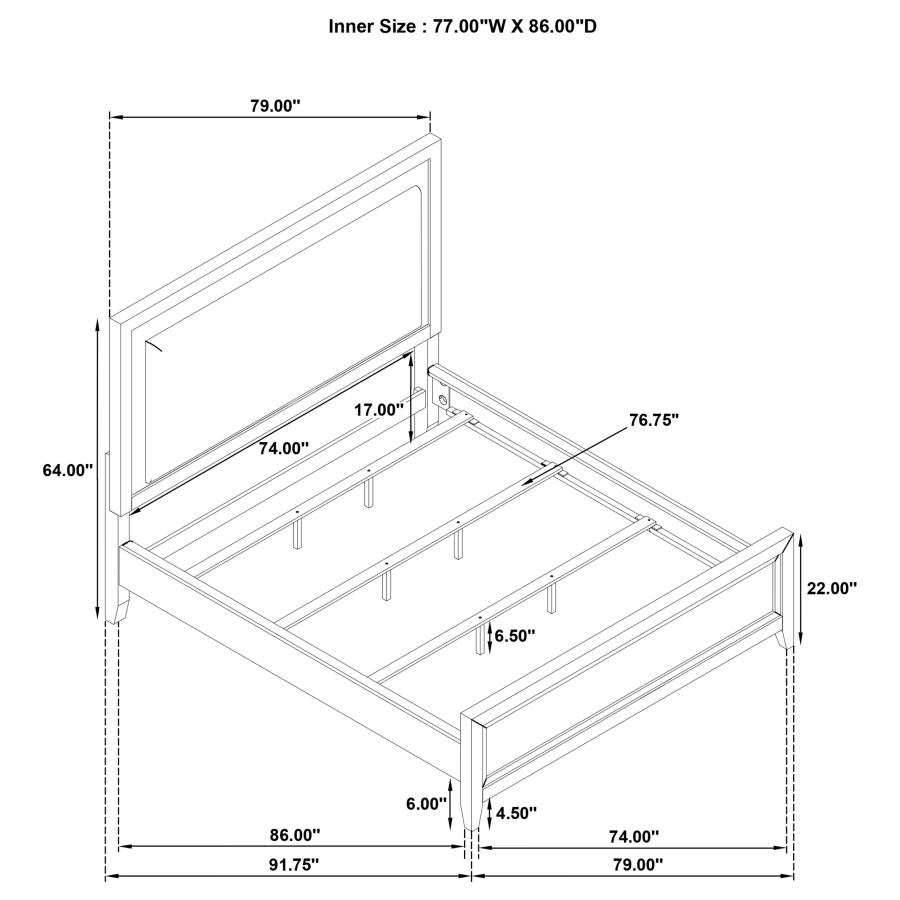 (image for) Marielle California King LED Panel Bed Distressed White 