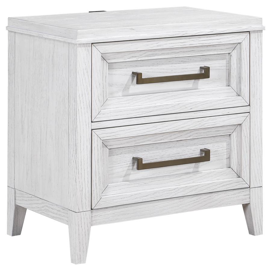 (image for) Marielle 2-drawer Nightstand Bedside Table Distressed White - Click Image to Close