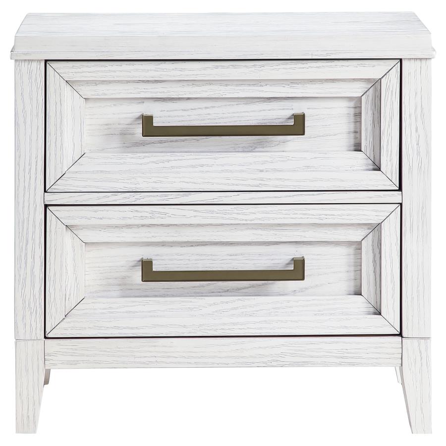 (image for) Marielle 2-drawer Nightstand Bedside Table Distressed White 