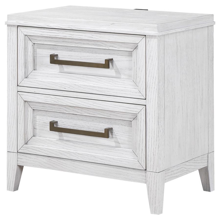 (image for) Marielle 2-drawer Nightstand Bedside Table Distressed White 