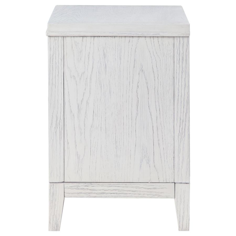 (image for) Marielle 2-drawer Nightstand Bedside Table Distressed White 