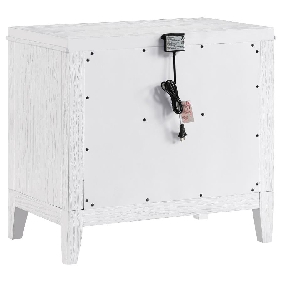 (image for) Marielle 2-drawer Nightstand Bedside Table Distressed White 