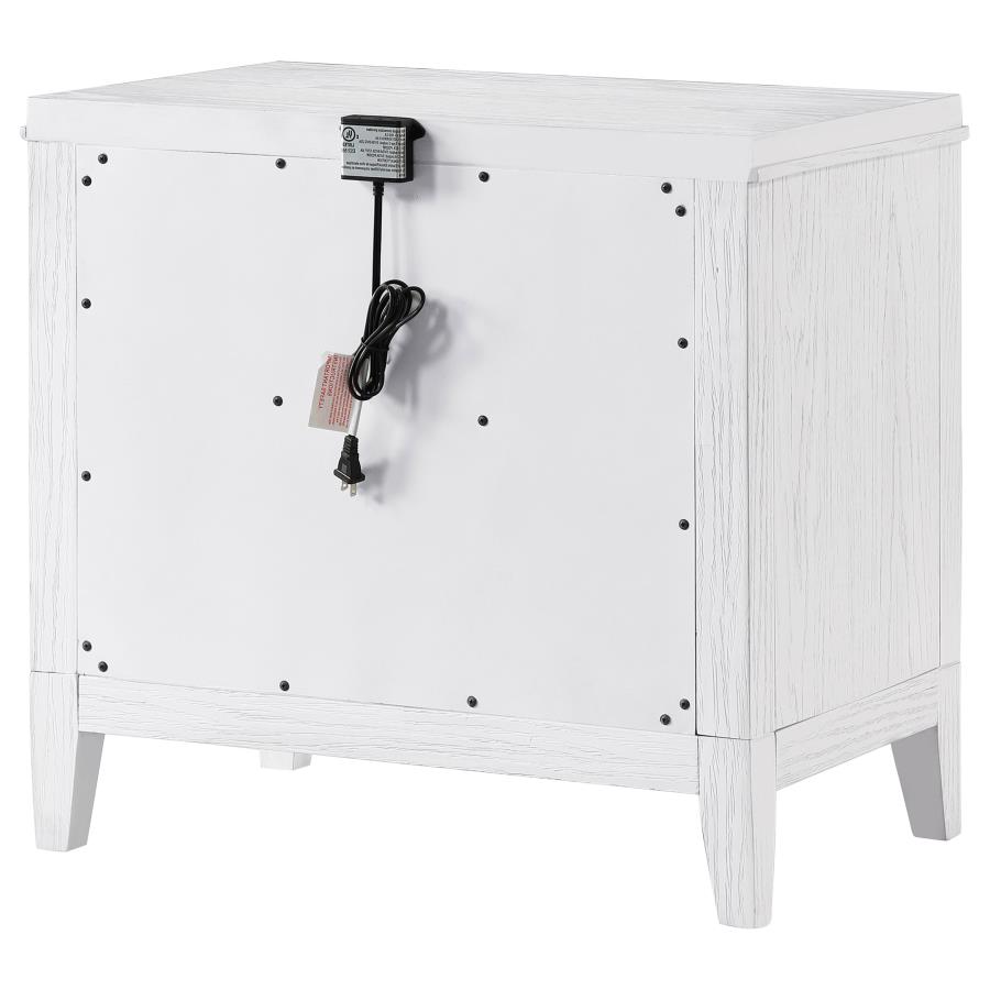 (image for) Marielle 2-drawer Nightstand Bedside Table Distressed White 