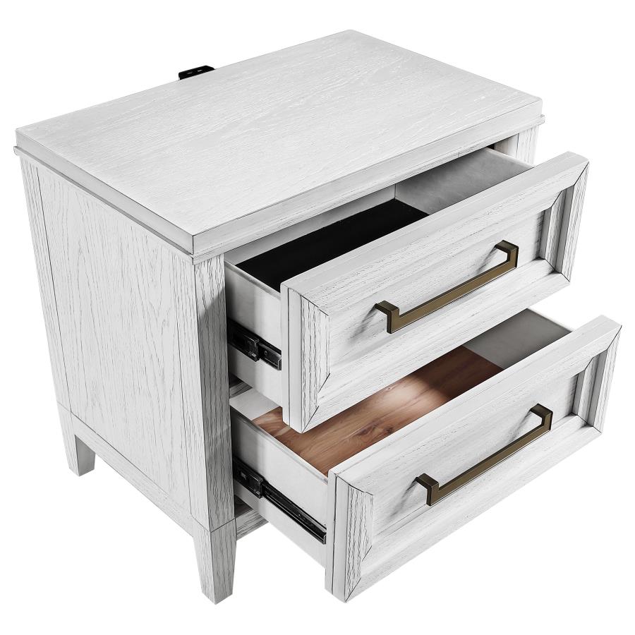 (image for) Marielle 2-drawer Nightstand Bedside Table Distressed White 