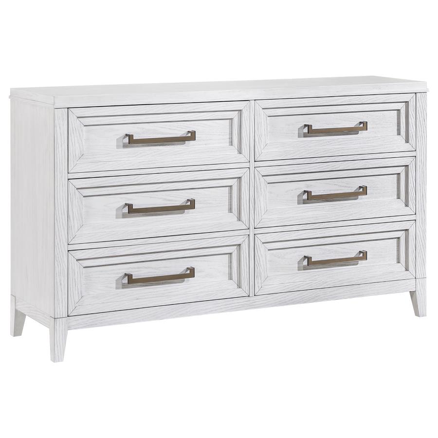 (image for) Marielle 6-drawer Bedroom Dresser Distressed White - Click Image to Close