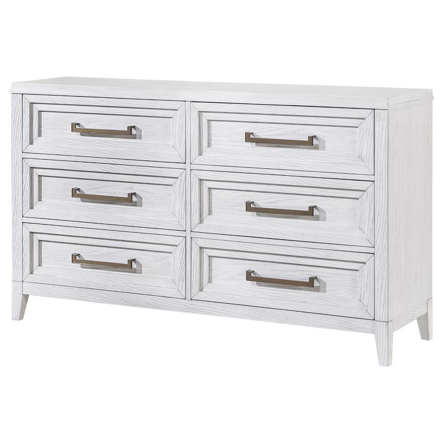 (image for) Marielle 6-drawer Bedroom Dresser Distressed White 