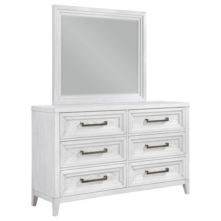 (image for) Marielle 6-drawer Dresser with Mirror Distressed White - Click Image to Close