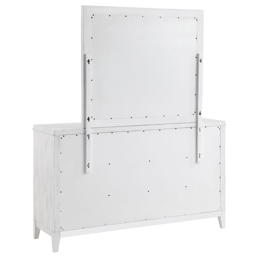 (image for) Marielle 6-drawer Dresser with Mirror Distressed White 