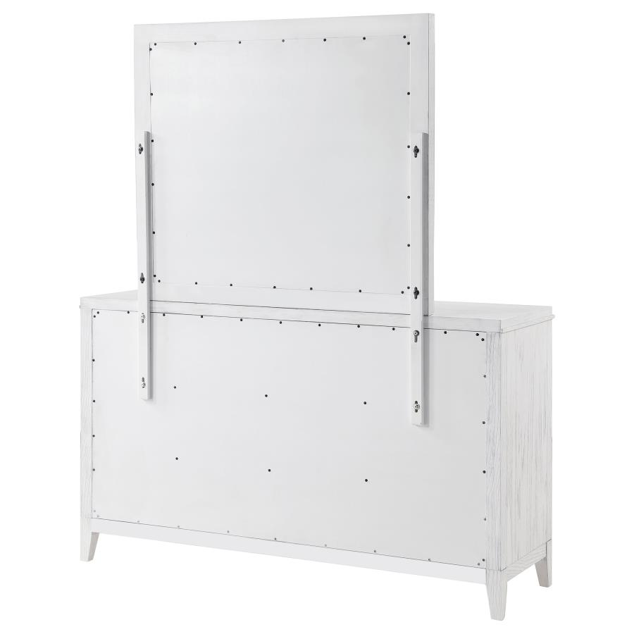 (image for) Marielle 6-drawer Dresser with Mirror Distressed White 