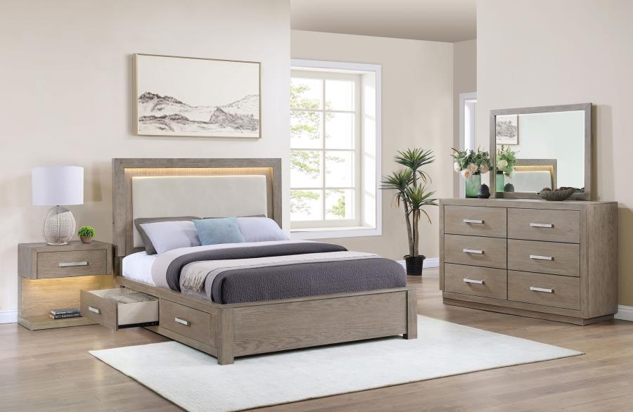 (image for) Kenora 4-piece Eastern King Bedroom Set Barley Brown - Click Image to Close