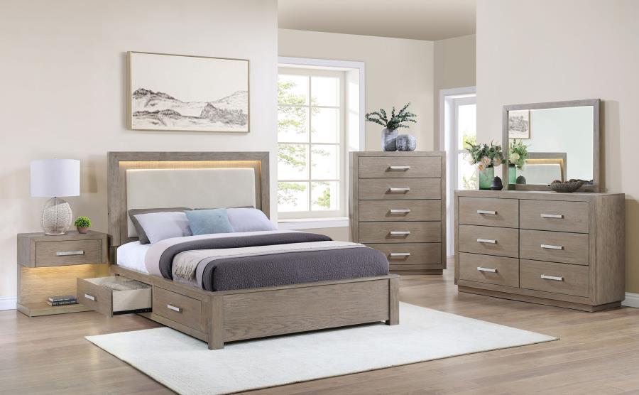 (image for) Kenora 5-piece Eastern King Bedroom Set Barley Brown - Click Image to Close