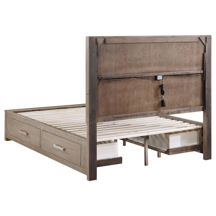 (image for) Kenora 56-inch California King LED Storage Bed Barley Brown