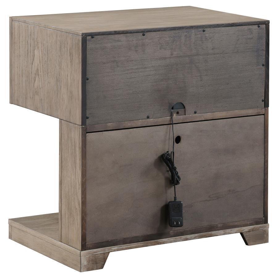 (image for) Kenora 1-drawer Nightstand Bedside Table Barley Brown