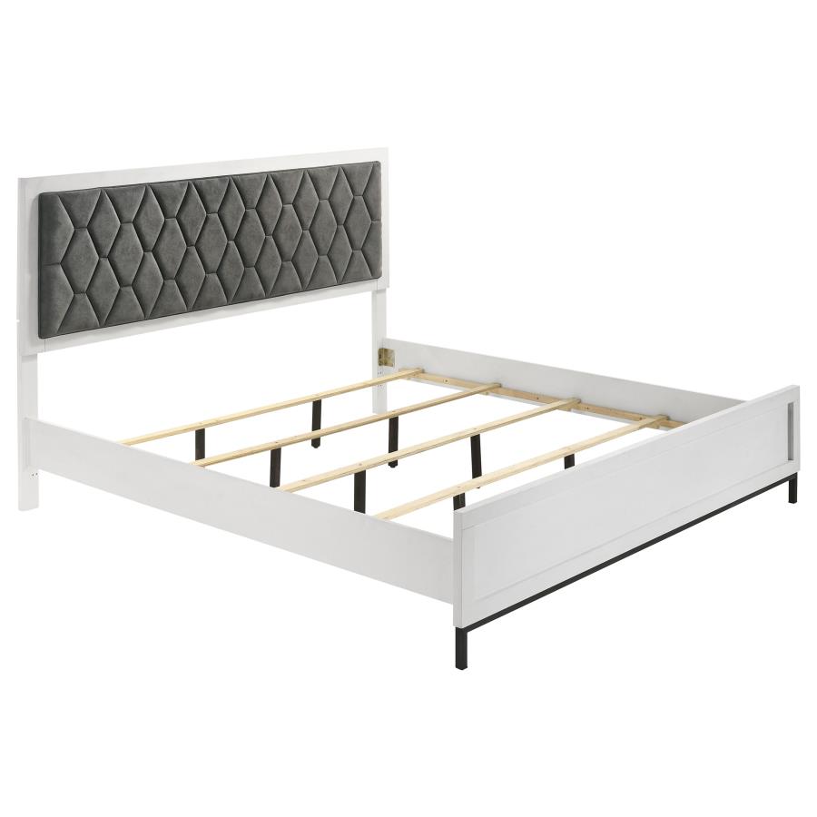 (image for) Sonora Eastern King Upholstered Panel Bed White - Click Image to Close