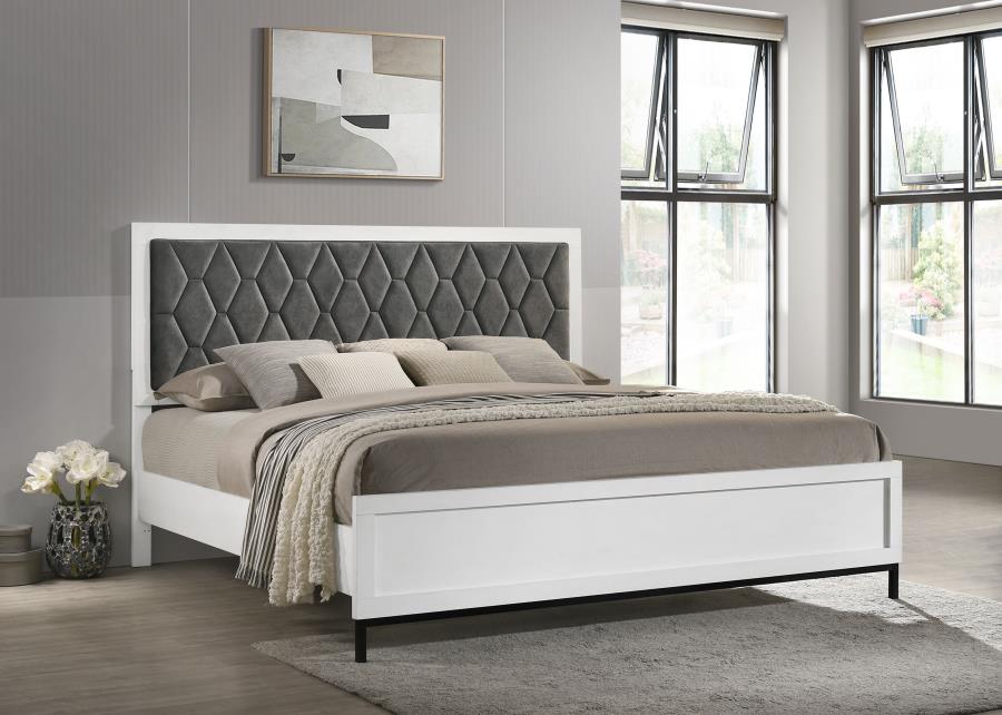 (image for) Sonora Eastern King Upholstered Panel Bed White 