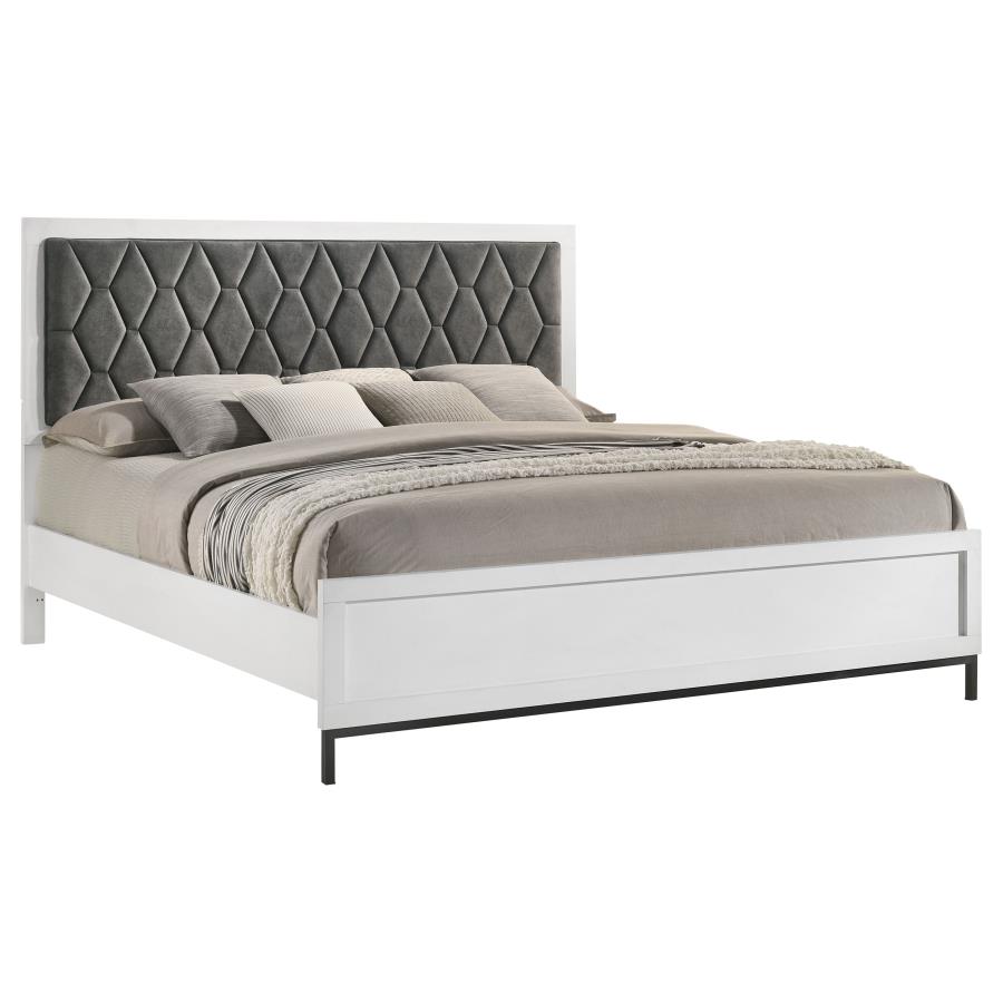 (image for) Sonora Eastern King Upholstered Panel Bed White 